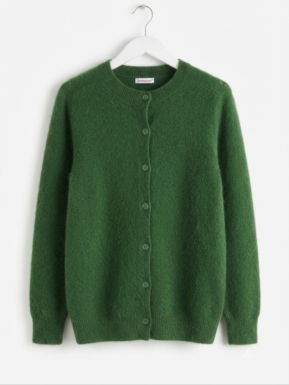Cozy Emerald Green Soft Knit Button-Up Cardigan Sweater Lush Brushed Texture - M